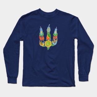 Ukrainian trident, Floral pattern, UA symbol. Long Sleeve T-Shirt